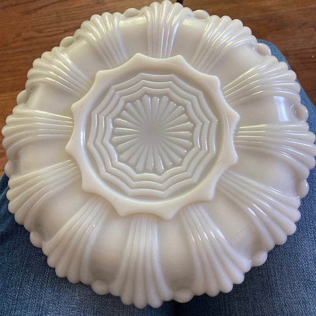 1950s Anchor Hocking Milk Glass With Gold Trim Egg Plate Chairish