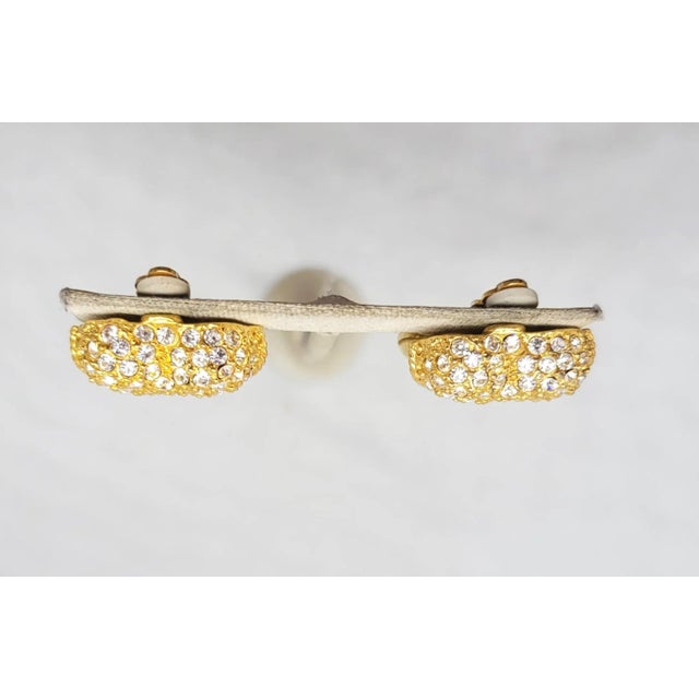 Vintage Signed Escada Goldtone Rhinestone Heart Doorknocker Clip Earrings - 2 Pieces For Sale In Philadelphia - Image 6 of 10