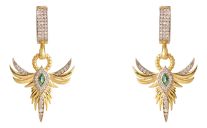 Emerald Phoenix Guardian Earrings, A Pair
