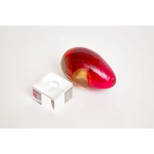 Red Vintage Resin Ovoid Sculpture on Custom Lucite Base Red, Tan, Purple, Gray, Yellow For Sale - Image 8 of 10