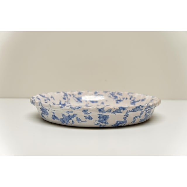 Bybee pottery Kentucky Madison County sponge ware pie dish with ruffled edge. Signed at the bottom. Bybee was a 200+ year...