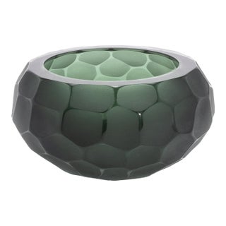 Hand-Blown Modern Murano Bowl in Eucalyptus Green Medium For Sale