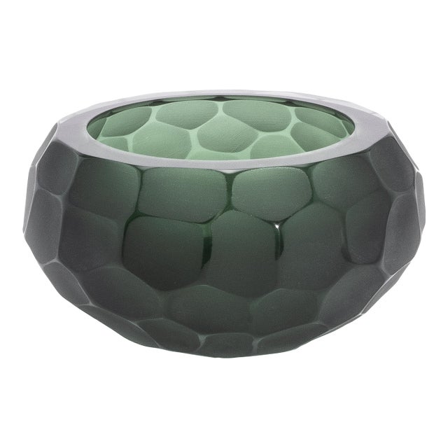 Hand-Blown Modern Murano Bowl in Eucalyptus Green Medium For Sale