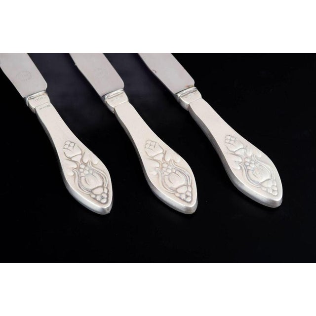 Fruit Knives in Sterling Silver and Fuchsia Pattern by Georg Jensen, 1930s, Set of 3 For Sale - Image 3 of 6