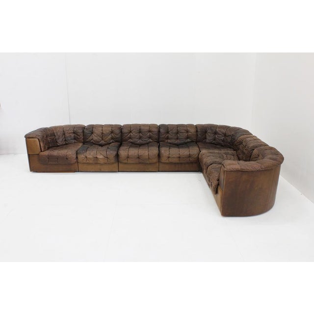 Vintage DS11 Modular Sofa in Brown Patchwork Leather from de Sede, 1970s, Set of 7 For Sale - Image 10 of 14