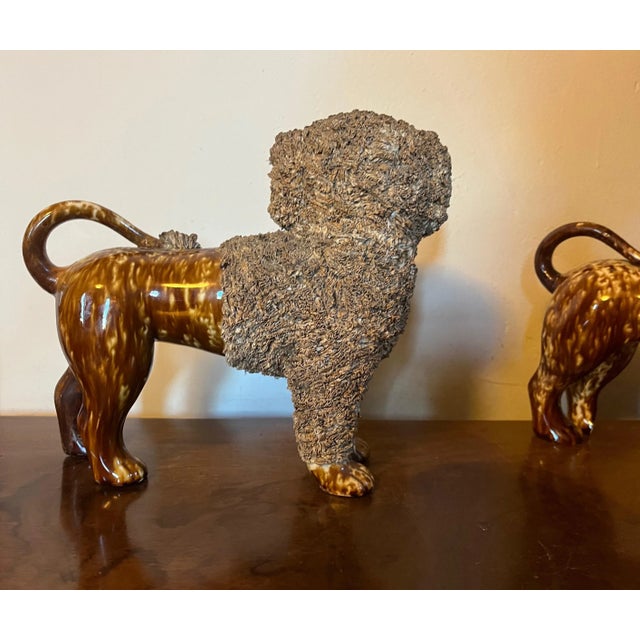Ceramic Antique 19th Century Bennington Pottery Poodles With Fruit Baskets - a Pair For Sale - Image 7 of 12
