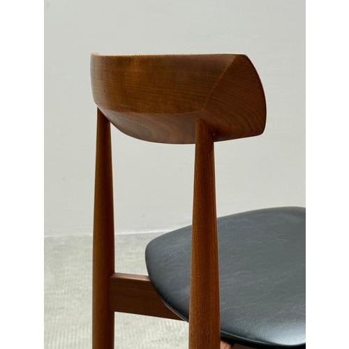 Teak and Black Leather Dining Chairs by H. W. Klein for Bramin, Denmark, 1960s, Set of 4 For Sale - Image 14 of 16