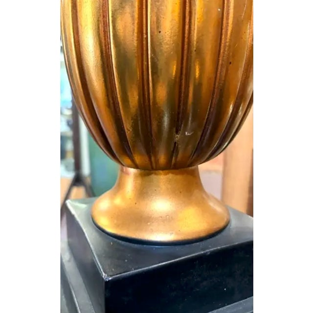 Mid Century Large Scale Gilt Glaze Ceramic Lamps For Sale In New York - Image 6 of 6