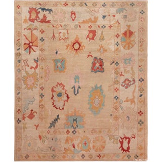 Colorful Bold Modern Turkish Oushak Design Area Rug For Sale