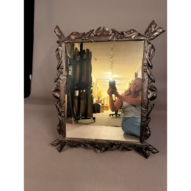 1900 - 1909 Carved European Faux Bois Mirror With Cherry Motif, Circa 1900 For Sale - Image 5 of 13