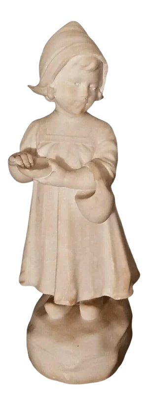 Late 19th Century Italian Alabaster Figurine Girl With Basket by G. Pochini