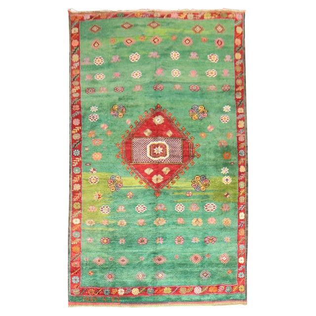 Mid 20th Century Green Turkish Tulu Rug - 4'7" x 12'9" For Sale - Image 10 of 18