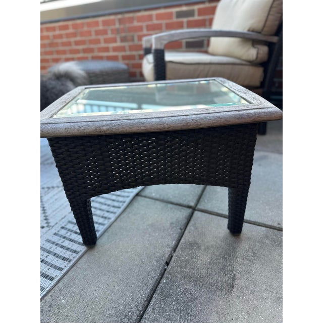 2010s Gloster Wicker & Glass Side Table For Sale - Image 5 of 12