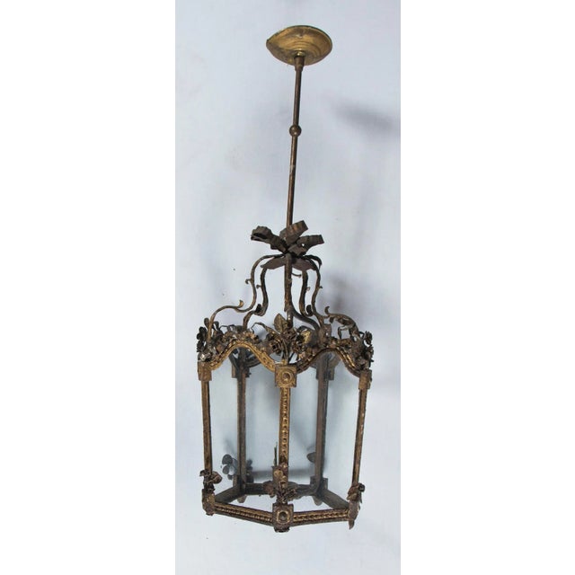 1940s French Gilt Tole Lantern For Sale - Image 10 of 11