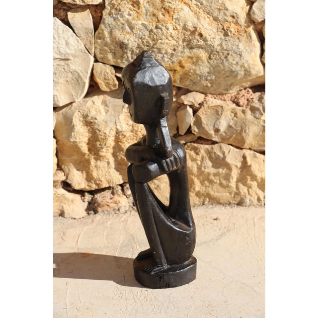 Figurative 1950s Mid-Century Pacific Carved Wood Figure For Sale - Image 3 of 13