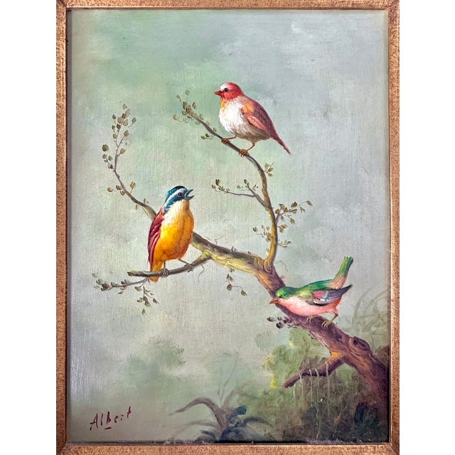 Signed Vintage Wild-Bird Oil Painting by Jeanine Albert For Sale - Image 4 of 13