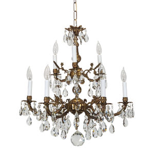 Antique Epic Glowing Glistening 9 Arm 9 Light Cut Lead Glass Crystal Chandelier