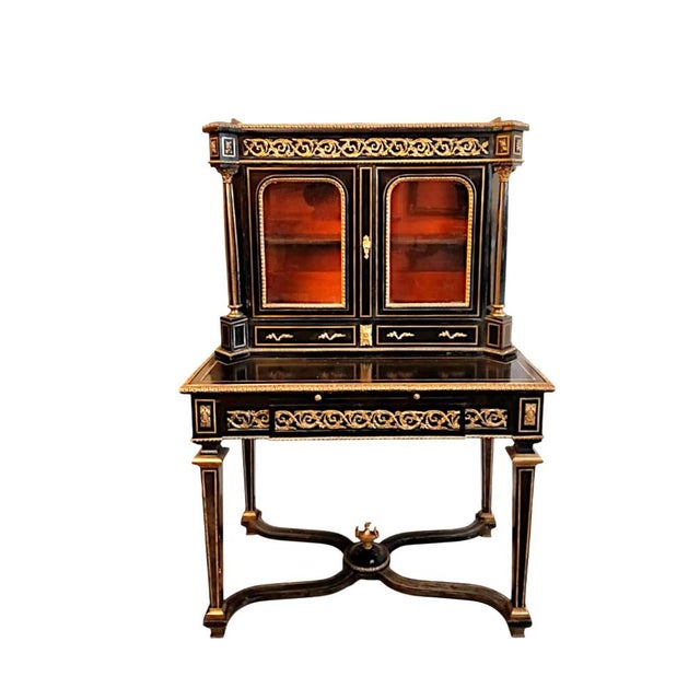 Wood Bonheur Du Jour Desk with Display Case, 1800s For Sale - Image 7 of 7