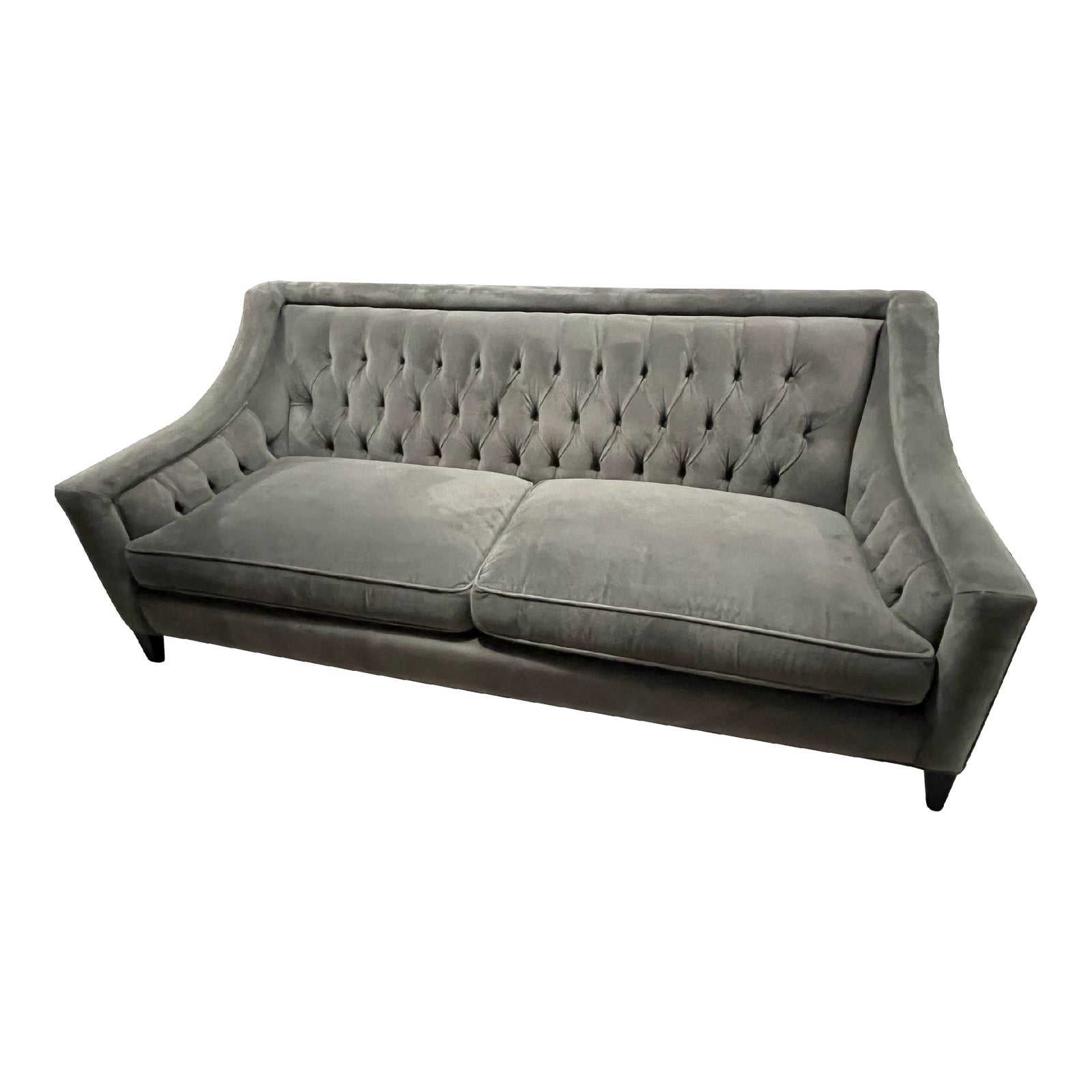 Arhaus Tufted Gray Velvet Couch Chairish