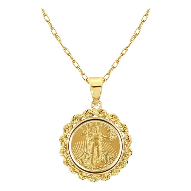 American Eagle Lady Liberty 1/10OZ Medallion with Rope Bezel 16" For Sale