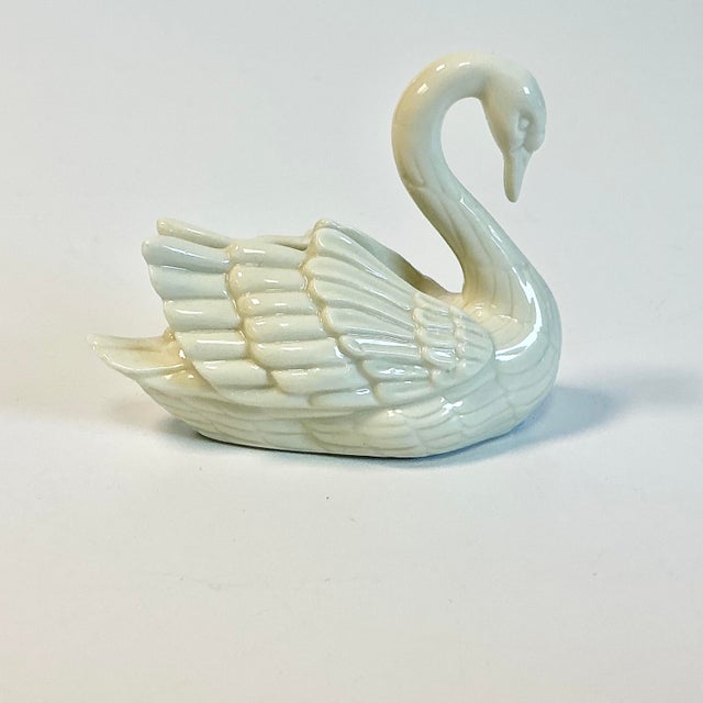 Ceramic 1970s Hollywood Regency Coastal Lenox Porcelain Swan Business Card Holder Desk Accessory. For Sale - Image 7 of 10