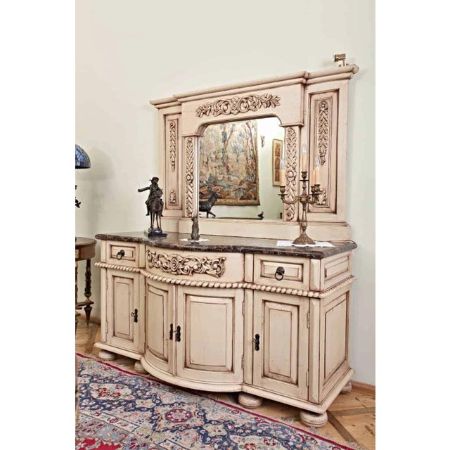 Wood Neo-Baroque Chest of Drawers with Mirror and Marble Top For Sale - Image 7 of 7