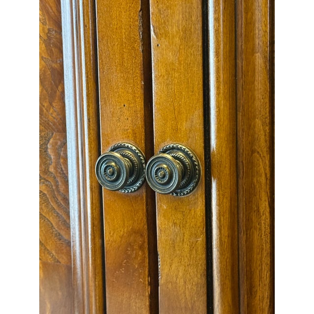 Brown Vintage Ethan Allen Burled Wood Townhouse Armoire For Sale - Image 8 of 12
