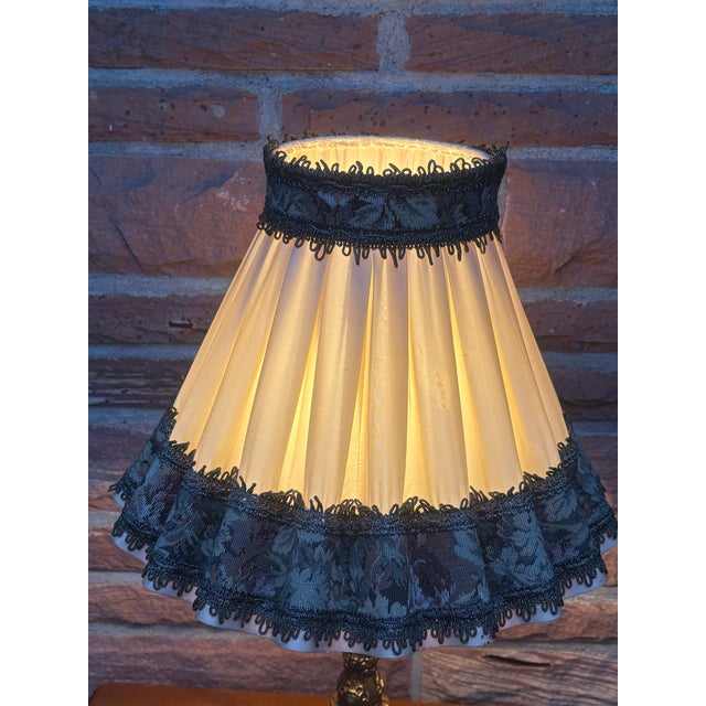 Traditional Empire Brass Table Lamp with Fabric Shade, 1960s For Sale - Image 3 of 9