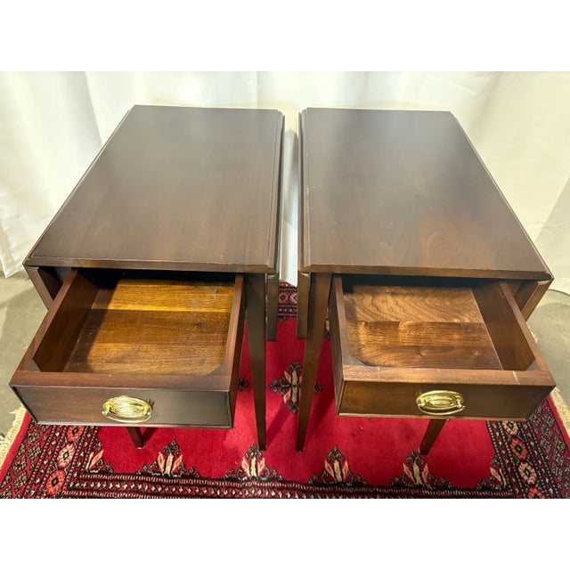 English Vintage 1995 Waterford Furniture Makers Cherry Pembroke End Tables — Pair For Sale - Image 3 of 15