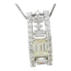 Estate Diamond Pendant Necklace in Platinum