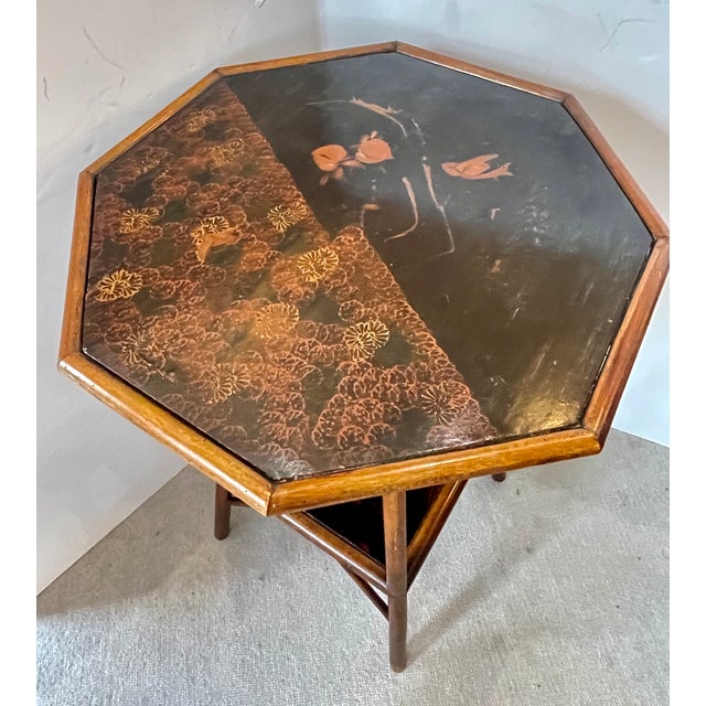 French Japonisme Bamboo & Lacquer Octagon Side Table, 1880. For Sale In West Palm - Image 6 of 16
