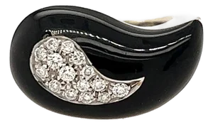 Late 20th Century 18k Onyx & Diamond Ring by Soho, Size 5