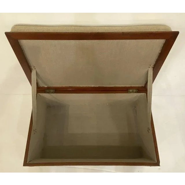 Wood English Upholstered Trunk or Pouffe Ottoman Seat on Casters For Sale - Image 7 of 13