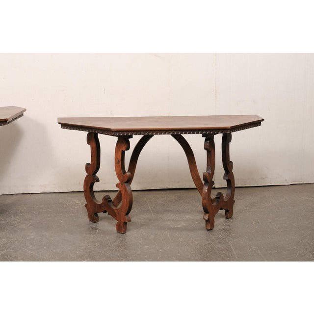 19th Century Italian Halved-Octagon Lyre Leg Consoles For Sale In Atlanta - Image 6 of 12