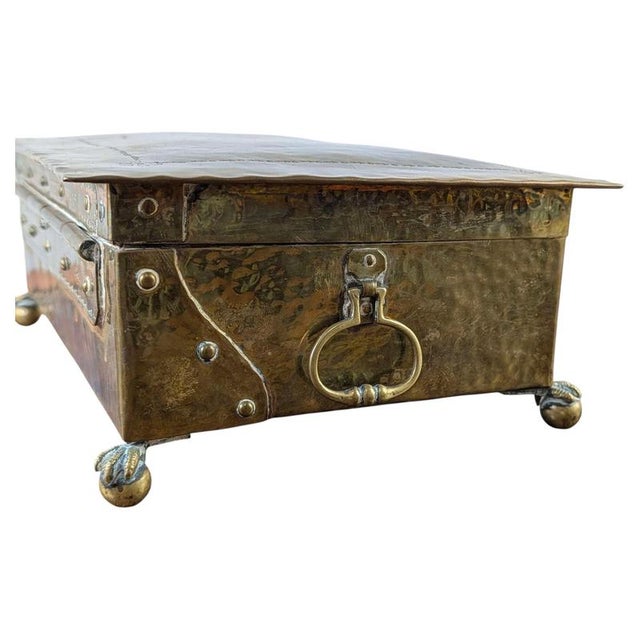 Antique Mid-19th Century Dutch Brass-Clad Tobacco Casket with Engraved Monogram For Sale - Image 3 of 14