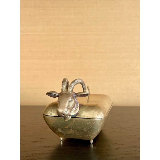 Early 20th-Century Anglo-Indian Brass Ram Form Betel Box For Sale - Image 4 of 12