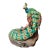 1. **Hand-Painted Ceramic Peacock Statue, Blue-Green-Yellow-Red Plumage, Floral Base** For Sale
