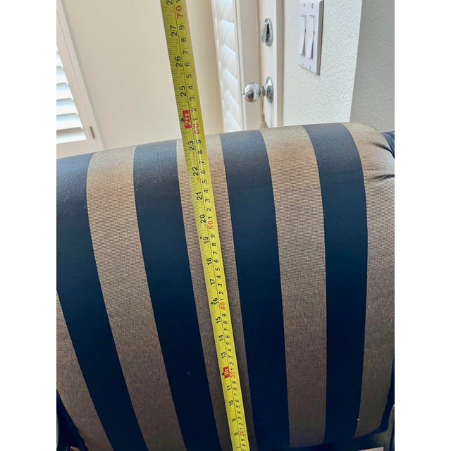 Set of 4 Kreiss Dining Room Chairs With Jim Thompson Black & Gold Striped Silk Fabric For Sale In San Diego - Image 6 of 7