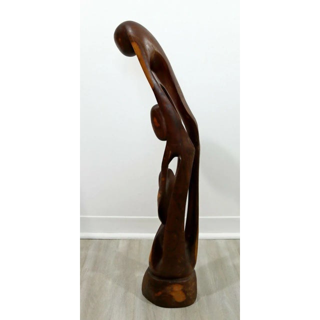Brown Mid Century Modern Abstract Figurative Wood Carving Floor Sculpture For Sale - Image 8 of 10