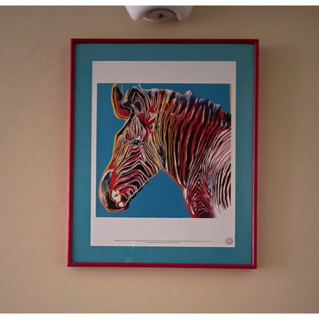 Nice Vintage Andy Warhol Lithograph Print of the Endangered Species. the Zebra 1983. Gorgeous colors with a turquoise blue...