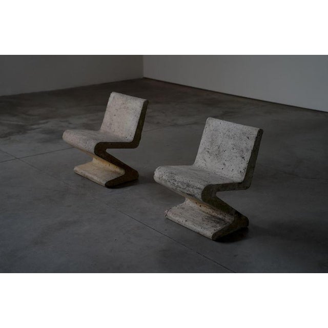 Concrete Zig Zag Chairs, France, 1970s, Set of 2 For Sale - Image 5 of 18