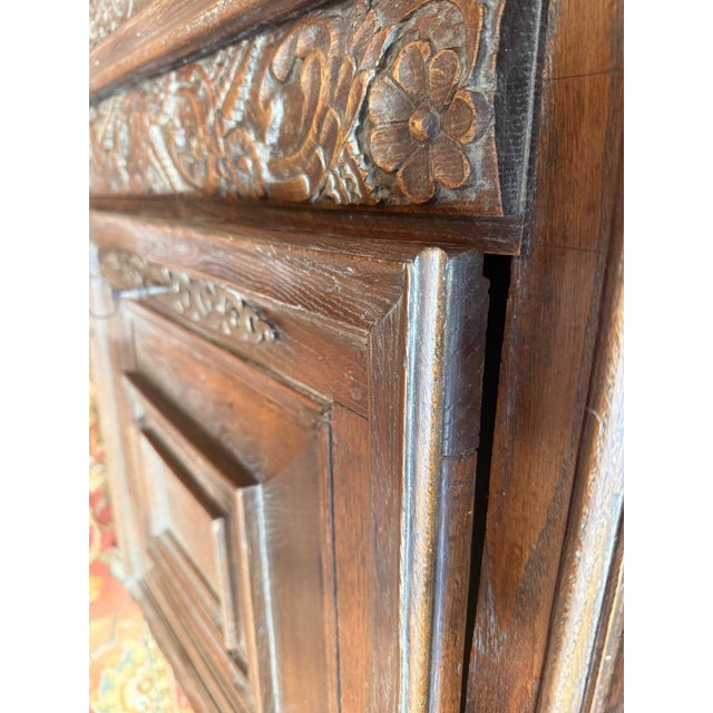 Renaissance Two-Part Cabinet in Carved Oak For Sale - Image 6 of 8