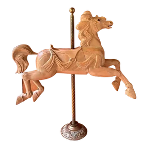 1980s Large Wooden Carousel Horse Sculpted by Tony Trezza