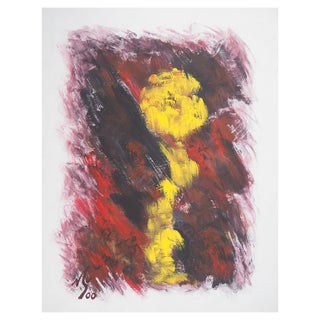 Michel Guignard, Fleur jaune dans un paysage fauve, 2000, Original Acrylic and Gouache For Sale