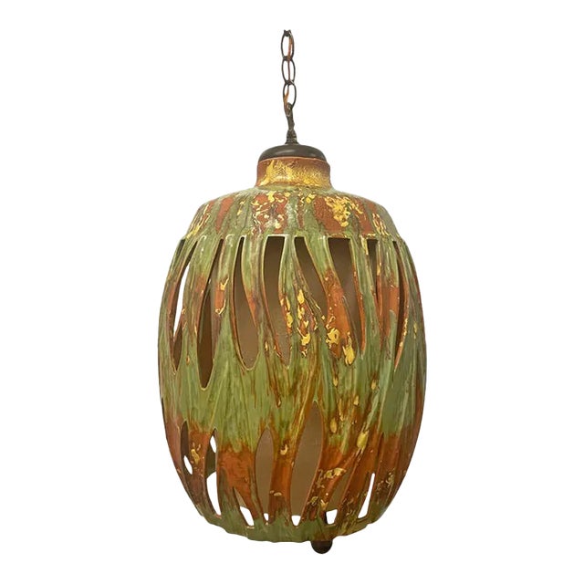 Mid-20th Century Glazed Terracotta Lantern For Sale