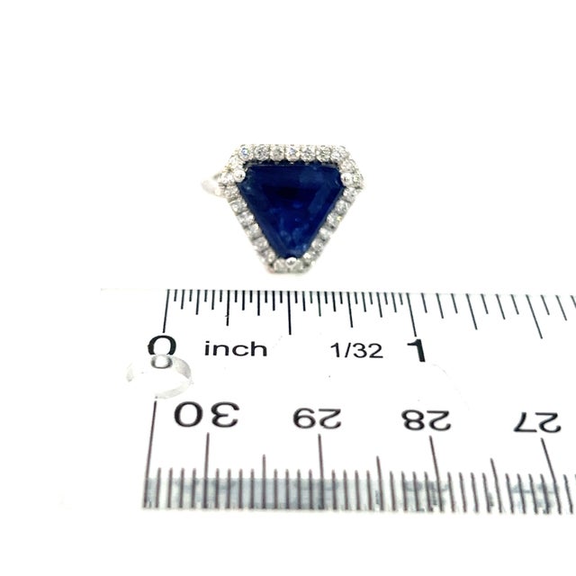 Natural Sapphire Diamond Ring 6.5 14k W Gold 5.84 TCW Certified For Sale - Image 11 of 12