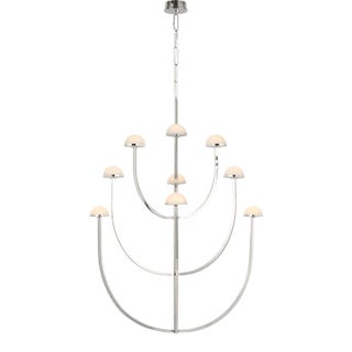 Kelly Wearstler for Visual Comfort Signature Pedra X-Large Three-Tier Chandelier in Polished Nickel with Alabaster For Sale