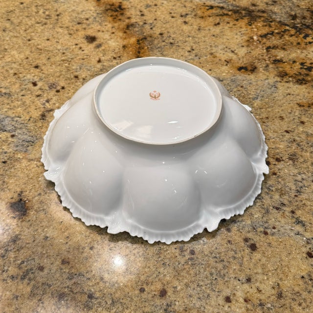Early 20th Century Antique Rs Prussia Porcelain Bowl Iridescent Luster Pink Roses Scalloped Edge For Sale - Image 5 of 7