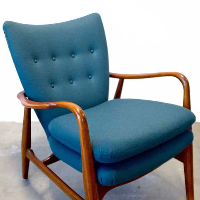 Blue Mid 20th Century Madsen & Schubell Model Ms4 Teak Armchair Designed by Henry Hans Schubell & Arnold Madsen For Sale - Image 8 of 16