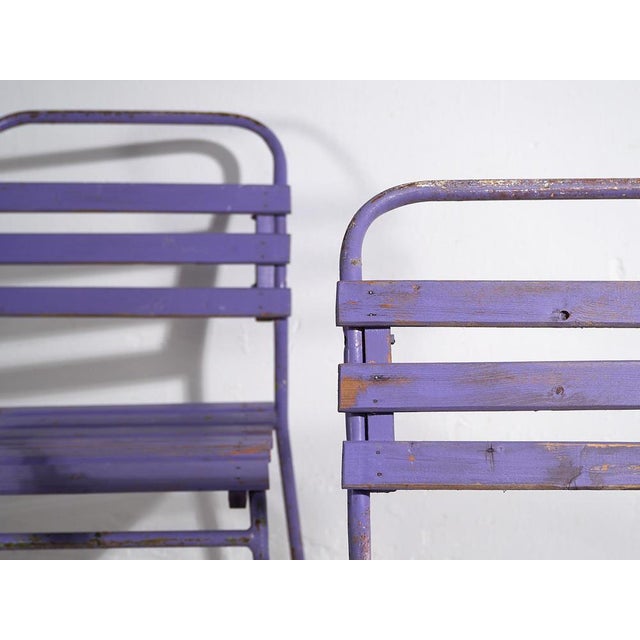 Rustic Set of Violet Patio Chairs, 1920s For Sale - Image 3 of 10